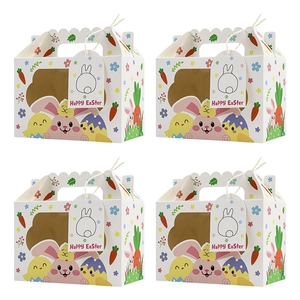 Sacs cadeaux de Pâques avec fenêtre et étiquette de poussin aux motifs de lapins