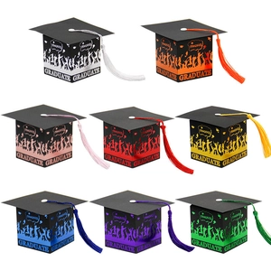 Caja de Dulces con Forma de Birrete Académico con Borla Congrats Graduate Caja de Regalo de Papel para Fiesta de Graduación Colores