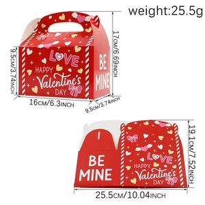 European Valentine's Day red gift box with heart patterns and Happy Valentine's Day text
