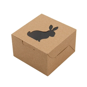 Brown kraft paper Easter gift box with rabbit cutout design for party candy packaging