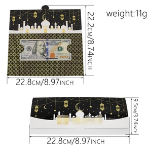 Eid Mubarak castle moon design money holder gift card with black and gold foil finish
