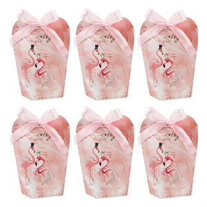 Europäischer Stil Rosa Flamingo Süßigkeitenbox Mit Satinband Schleife Romantische Hochzeitsgeschenk Verpackung Für Partygäste