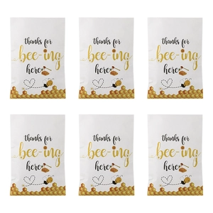 Bee Theme Paper Gift Bags White Yellow Honeycomb Sunflower Pattern Party Favor Bags For Candy Cookies Birthday Wedding