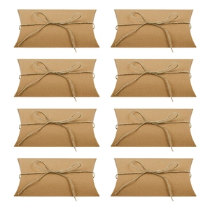 Grande Scatola a Cuscino in Carta Kraft Europea Con Corda di Canapa Confezioni Regalo per Caramelle Bomboniere Matrimonio Vintage Rustiche