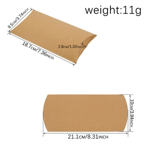 Scatola regalo a cuscino in carta kraft europea, peso 11g e misura 18,7x9,5cm