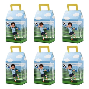 Boîte Cadeau de Bonbons Thème Gardien de Football en Carton Blanc Emballage Papier Portable Boîte à Friandises pour Fête d'Anniversaire Enfants Style Sportif