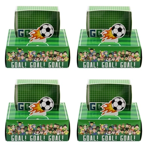 Boîte Cadeau De Fête Thème Football Stade Design But 3D Papier Boîte À Bonbons Pour Anniversaire Enfants Célébration Sportive