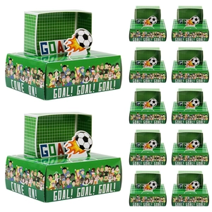 Boîtes à bonbons thème football vert avec décorations de but pour fêtes d'anniversaire