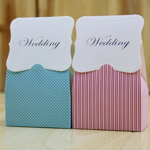 Korean Style Wedding Candy Boxes Cardboard Polka Dot Stripe Favor Gift Boxes For Guests Wedding Party Decoration Supplies