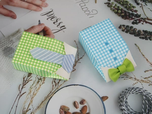 Creative shirt-shaped candy boxes with tie and bowtie designs for wedding favors