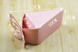 Pink butterfly-themed slice cake gift box with detailed dimensions 13x6x10cm