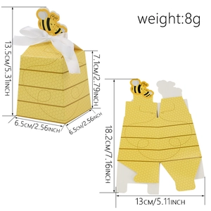 European style bumblebee candy box for baby shower with yellow honeycomb patterns