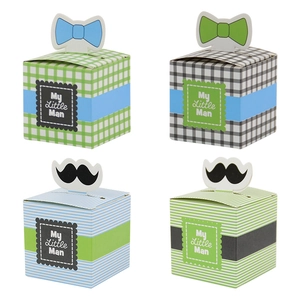 My Little Man Theme Paper Candy Favor Box Mustache Bowtie Decor For Baby Shower Birthday Party Square Gift Wrapping