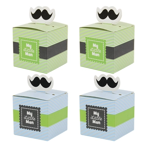 Creative square 'My Little Man' candy boxes with mustache handle for party favors