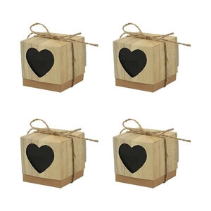 Europäische Vintage Kraftpapier-Geschenkbox mit Herz-Ausschnitt und Juteseil-Schleife