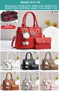Ensemble sac à main motif litchi avec bandoulière et dimensions détaillées 29x12x21cm