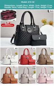 Vue détaillée du sac à main matelassé pour femme et pochette assortie avec boucle
