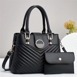 Sac À Main Et Portefeuille Pour Femmes Cuir PU Matelassé Chevron Sac À Bandoulière Élégant Mode Usage Quotidien