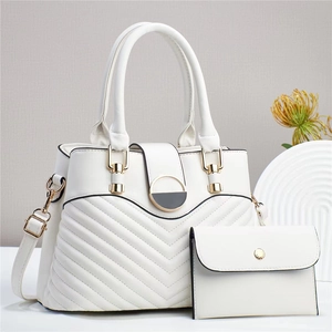 Ensemble sac à main blanc à surpiqûres en V et petit porte-monnaie doré chic