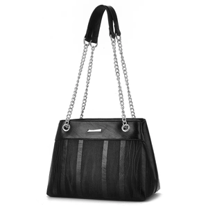 Women PU Leather Shoulder Bag Fashion Wave Embossed Large Capacity Crossbody Bag With Metal Chain Strap Trendy Daily