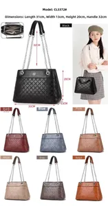 Internal layout and dimension details of the quilted chain shoulder bag for women