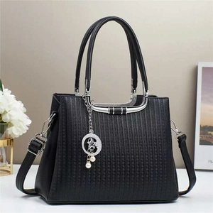 Women Embossed PU Leather Handbag Fashion Macaron Crossbody Bag Minimalist Tote With Alloy Star Moon Artificial Pearl Charm Shoulder Bag