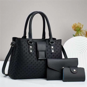 Damen PU Leder Handtasche Tote Und Geldbörse Kartenhalter Gewebte Textur Große Kapazität Umhängetasche Retro Elegant