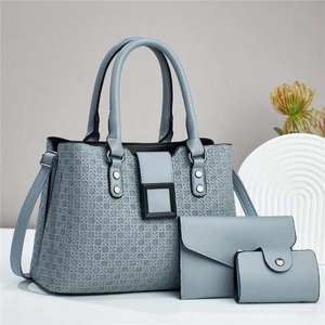 Dreiteiliges strukturiertes Damenhandtaschen-Set mit geometrischem Muster