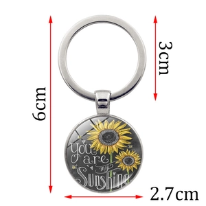 Porte-clés tournesol You Are My Sunshine avec anneau en métal et pendentif de 2,7 cm