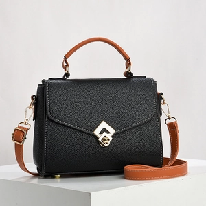 Dames Mode Contrast Kleur Kleine Vierkante Tas PU Leer Litchi Patroon Schouder Crossbody Handtas Handvat Tas