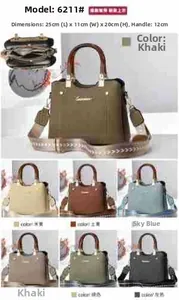 Detailed size chart of a multi-layer canvas crossbody bag showing 25x11x20cm dimensions