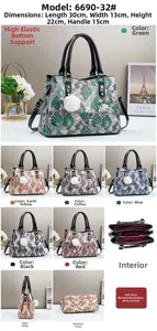 Detailed views of the multi-color snakeskin pattern tote bag with various angle shots