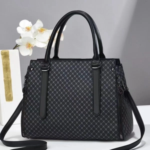 Women Fashion PU Leather Shoulder Bag Rhombus Monogram Print Handbag Crossbody Tote Large Capacity Shopping Purse Daily Handbag