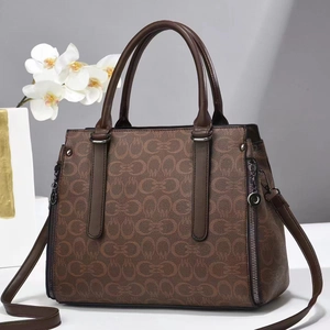 Vintage dark brown diamond-patterned PU leather handbag with adjustable crossbody strap