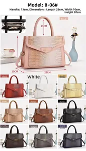 Detailed dimension guide for crocodile pattern tote with 28x10x20cm size measurement