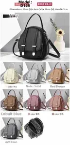 Detailed dimensions of the multi-compartment mini crossbody backpack in 8 color options