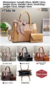 Detail view of 2-piece tote bag set in crocodile texture with dimensions and interior layout