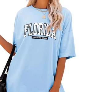T-shirt Florida Sunshine State bleu clair en coton coupe large avec imprimé vintage