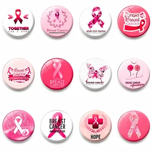 Pink Ribbon Breast Cancer Awareness Fridge Magnet Glass Magnetic Sticker Hope Together For A Cure Heart Decor For Office