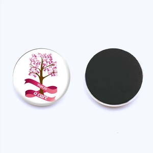 Pink ribbon breast cancer awareness magnetic sticker with Hope for a cure tree design