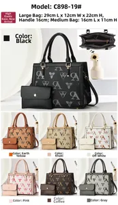 Detailed view of 2-piece floral print tote bag set with dimensions and inner compartments