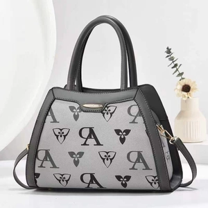 Chic multi-layer floral print crossbody bag with grey leather handles and strap