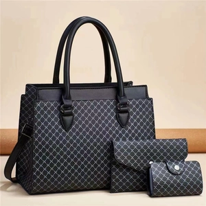 Borsa A Mano Donna Tote Con Pochette E Porta Carte Pelle PU Motivo A Rombi Borsa A Tracolla Urbano Minimalista