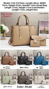 Ensemble de sacs à main trois pièces pour femmes avec texture cuir grainé litchi