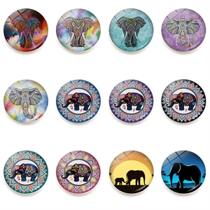 Bohemian Crystal Glass Refrigerator Magnets Mandala Elephant Pattern Magnetic Whiteboard Stickers For Home Kitchen Office Decor