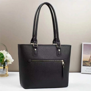 Women Large Capacity Tote Bag Lychee Texture PU Leather Handbag Fashion Solid Color Commuter Shoulder Bag Elegant