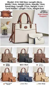 Detailed size specifications for the three-piece tote bag set with internal compartments