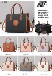 Detailed views of multi-color litchi grain tote bags with dimensions 30x11x24 cm