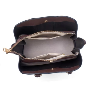Top view showing spacious interior with dual compartments and golden zipper divider