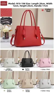Detailed grid view showing multi-compartment interior and seven colors of the tote bag